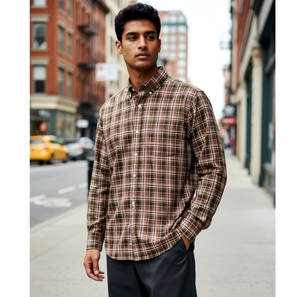 CREMEUX COLLECTION‎ Mens Plaid Button Down Shirt Long Sleeve Casual Top Size L